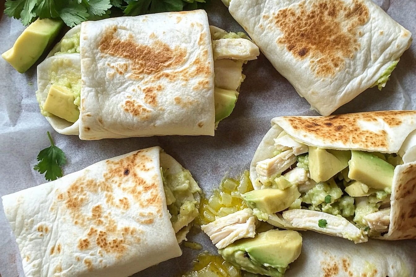 Burritos de pollo e abacate