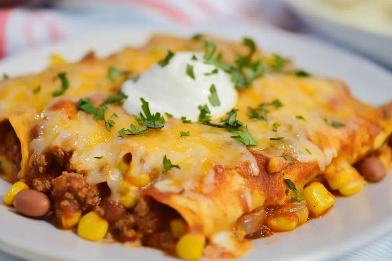 Enchiladas de carne y frijoles