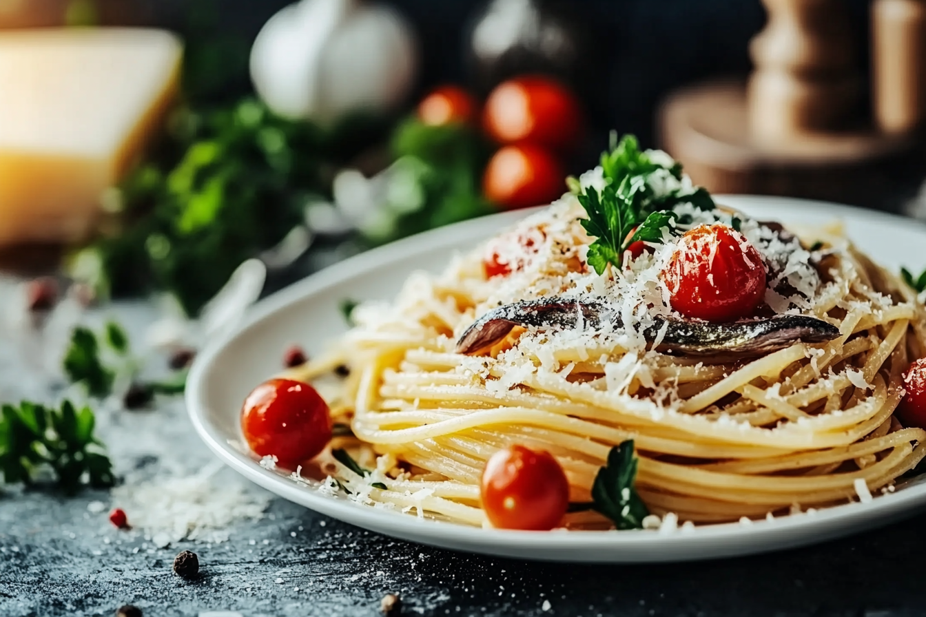 Espaguete com Tomates e Anchovas