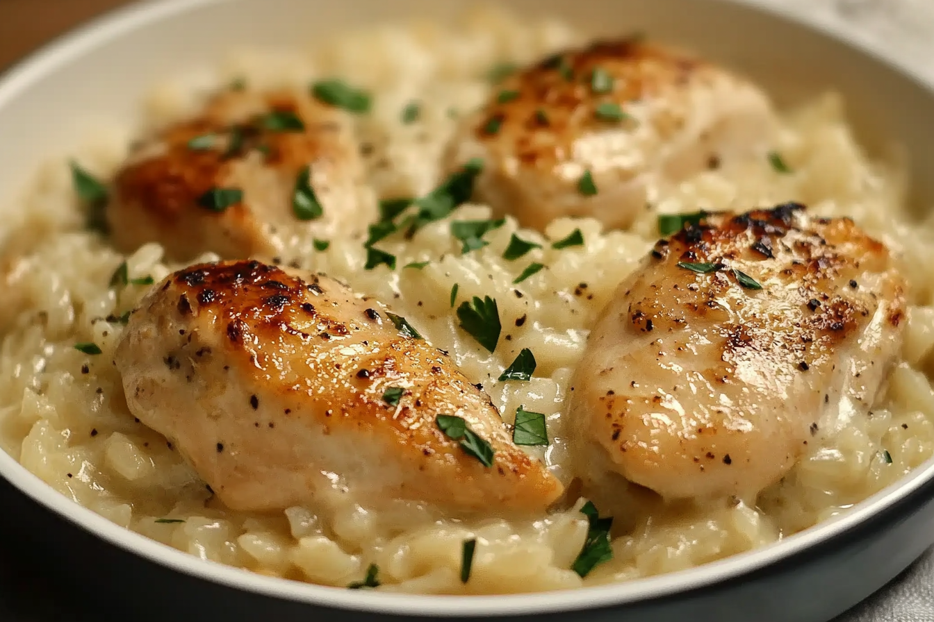 Frango Cremoso com Arroz parmesão