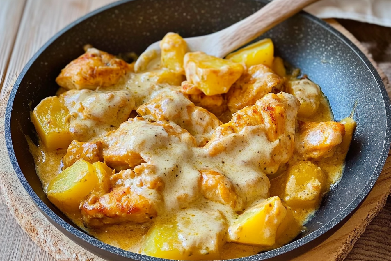 Frango com batatas ao queijo