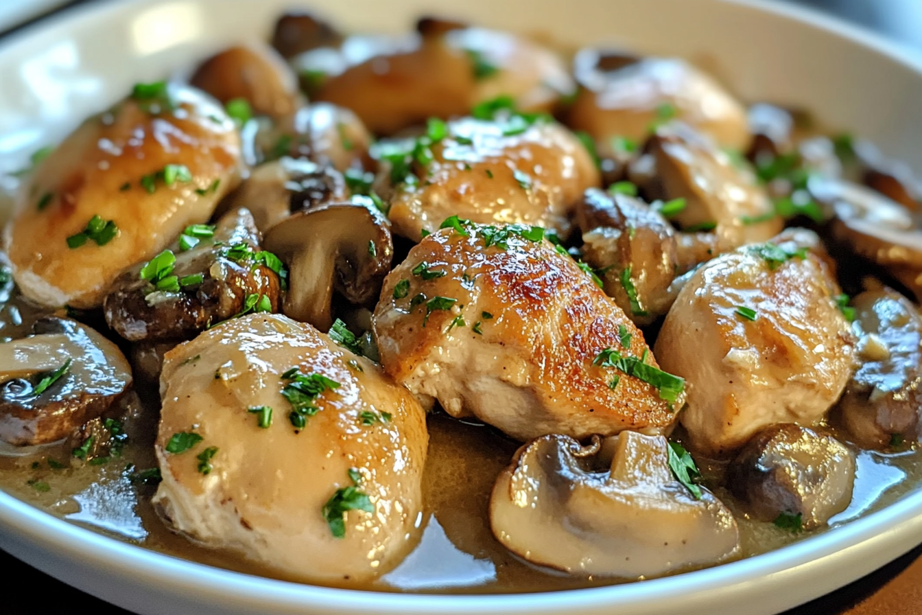 Frango fácil com molho de cogumos