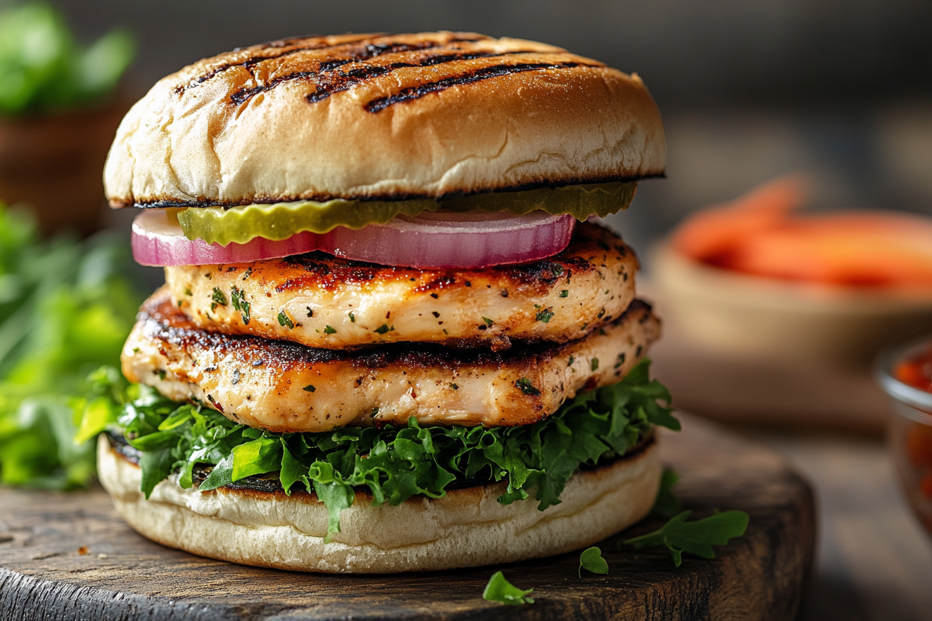 Hamburguer Empilhado de Carne e Frango