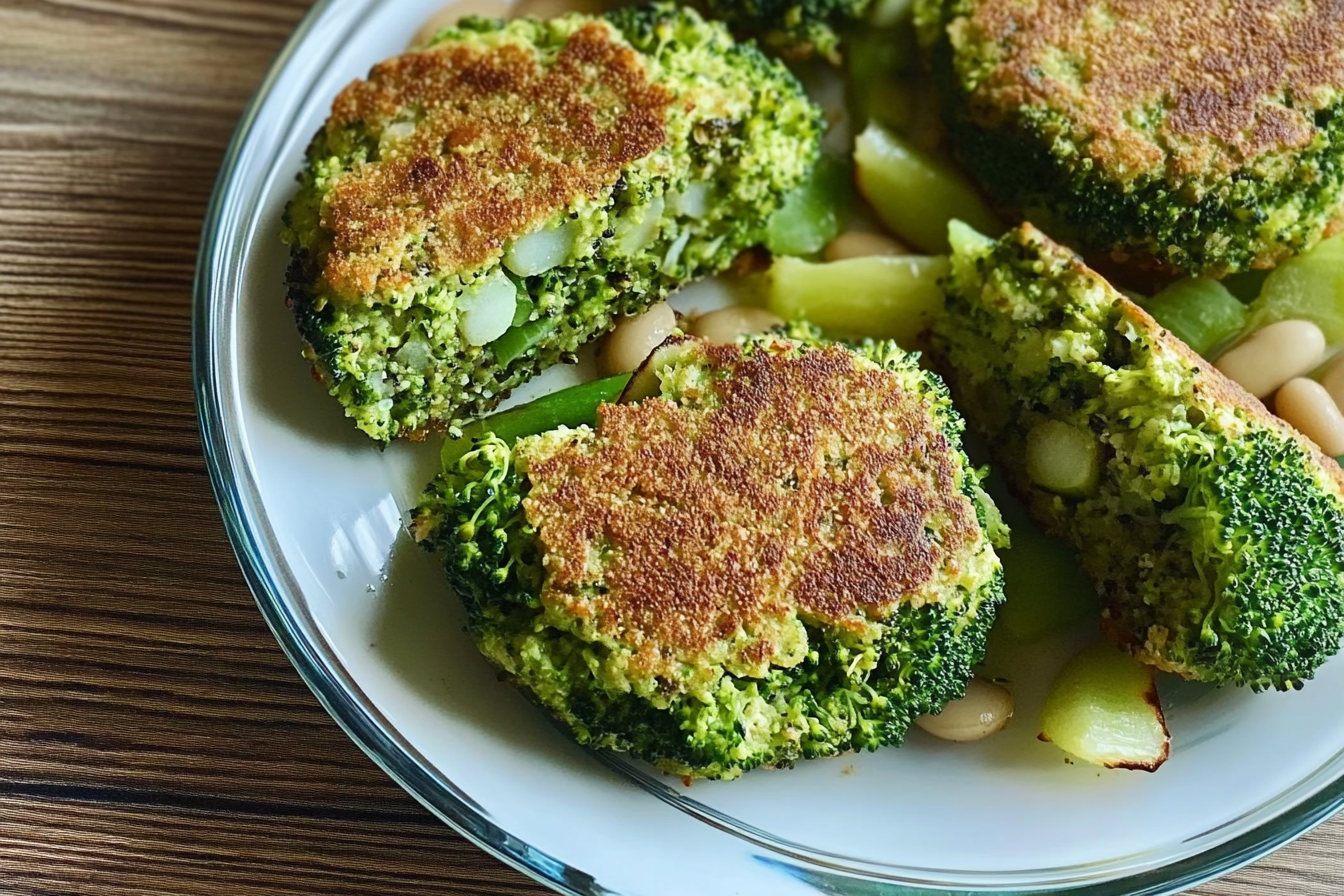 Hamburguesas de brócoli e feijão branco