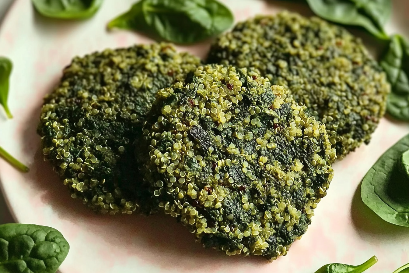 Hamburguesas de espinacas e quinoa