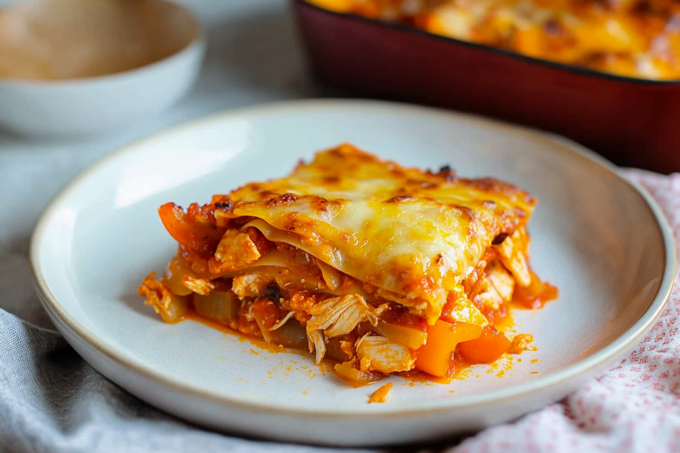 Lasanha de frango com pimentos