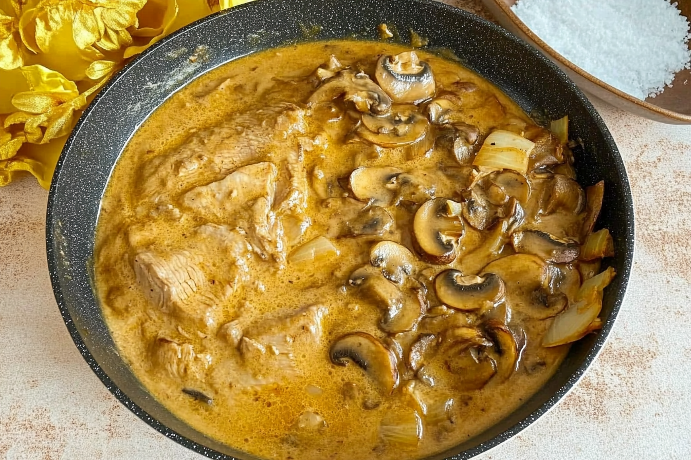 Lombo de Porco com Molho de Cogumelos