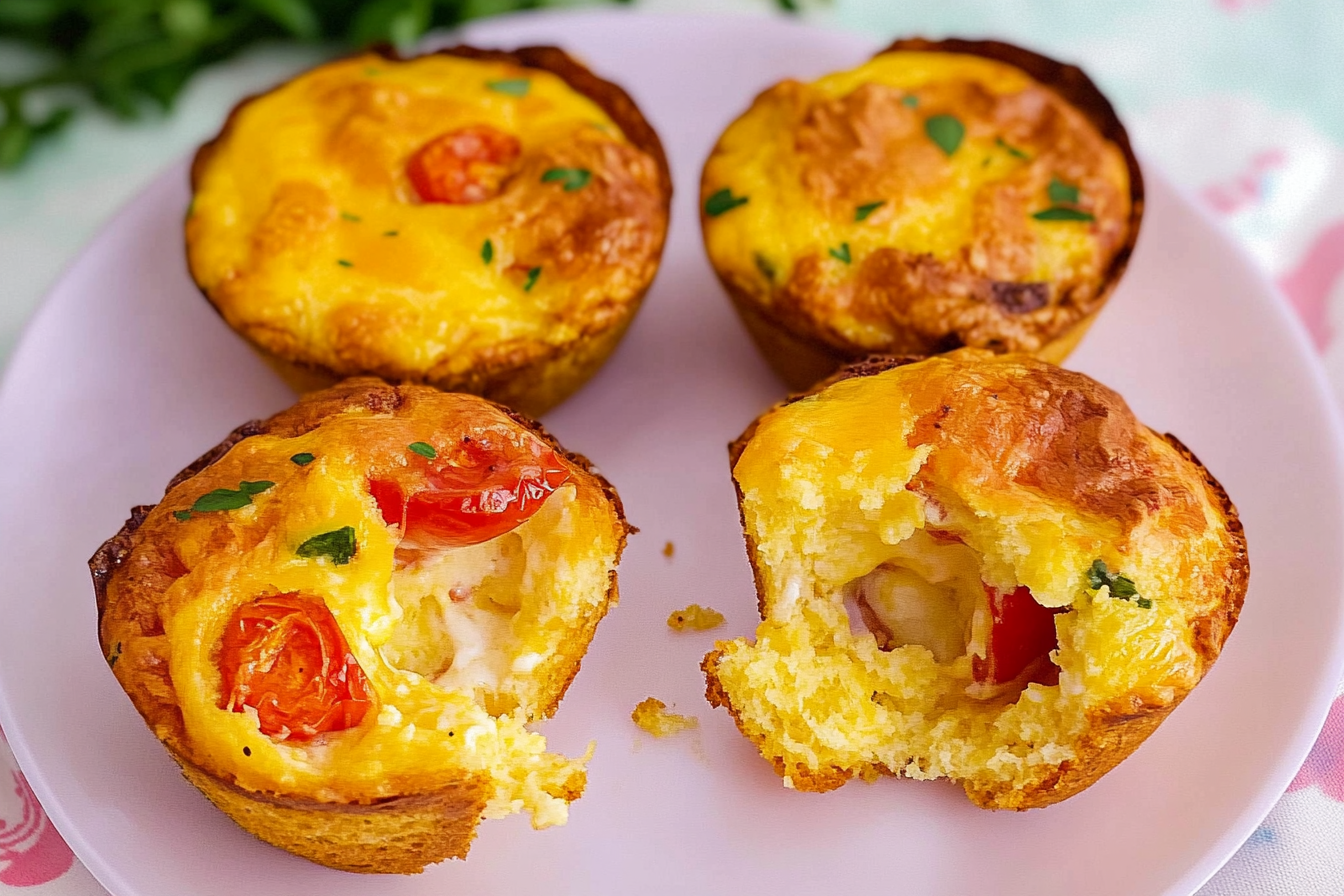 Muffins salgados de tomate e queijo