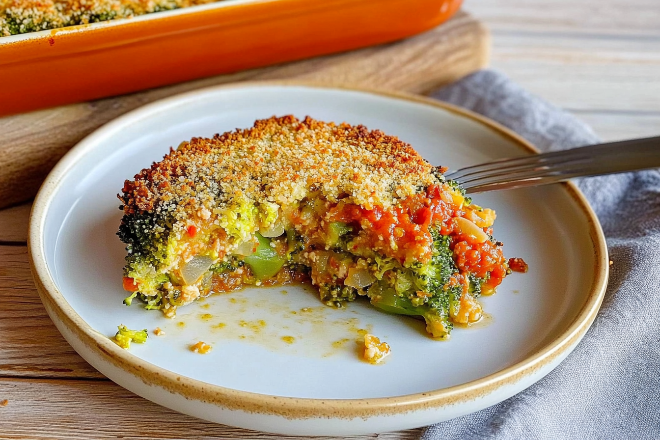 Pastel de brócolis com frango
