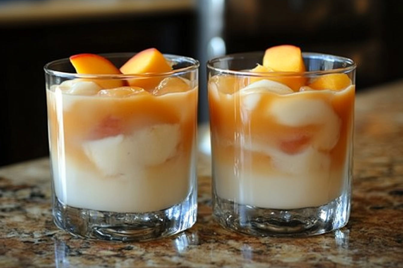 Pêssegos com Creme e Vodka