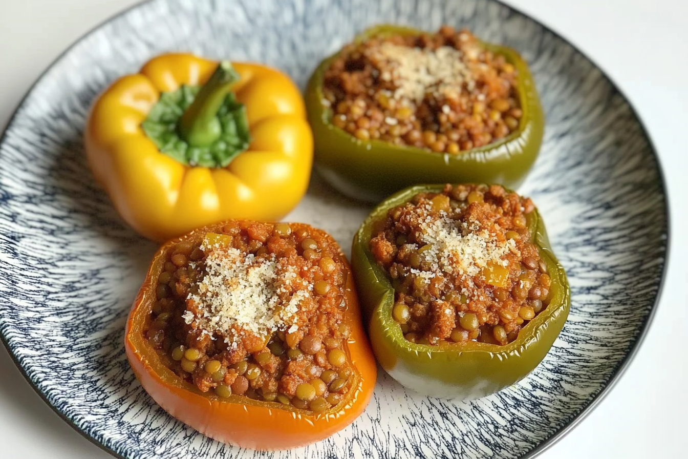 Pimentos recheados com lentilhas