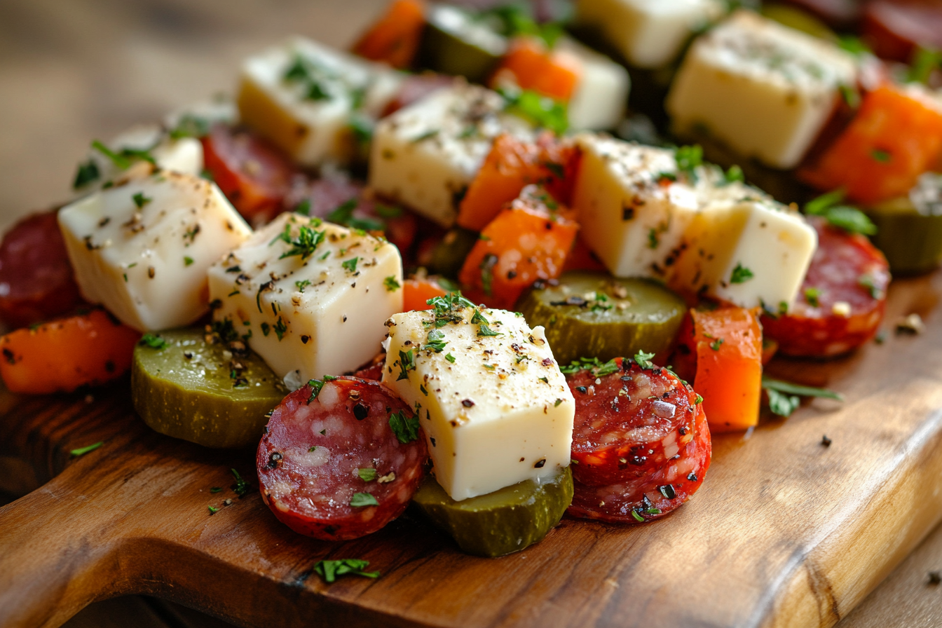 Queijo Marinado com Salame