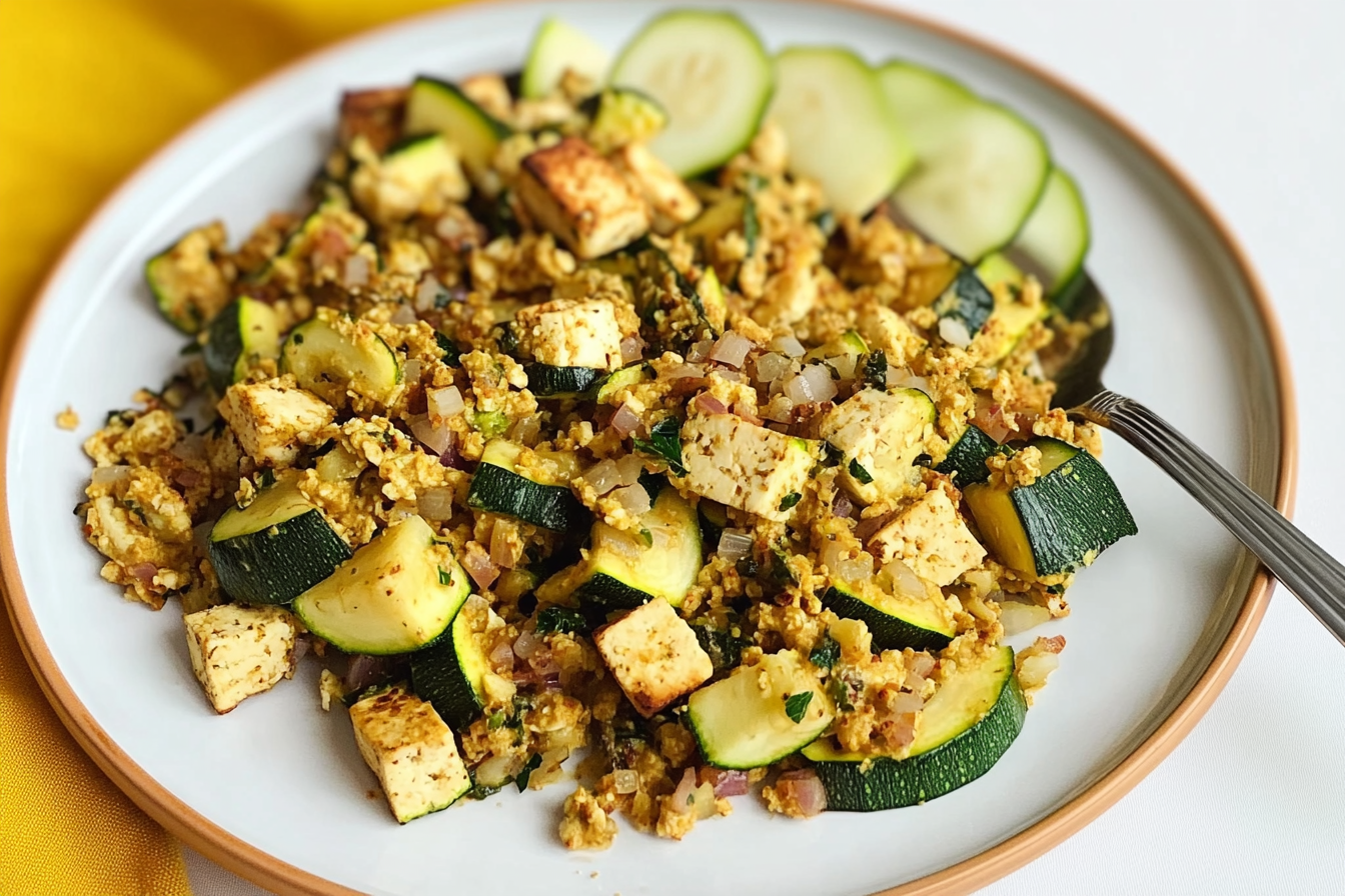 Revuelto de tofu y calabacín
