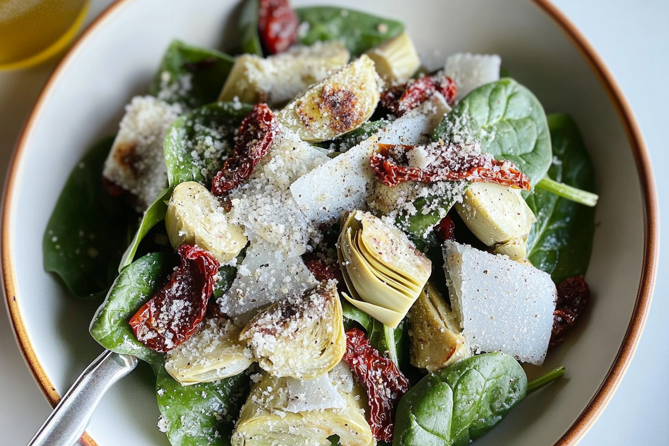 Salada de espinafre com alcachofras