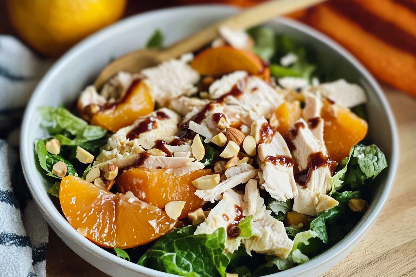 Salada de frango com caqui