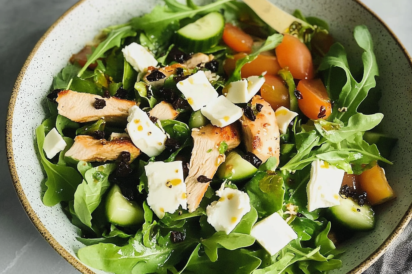 Salada verde de frango e queijo
