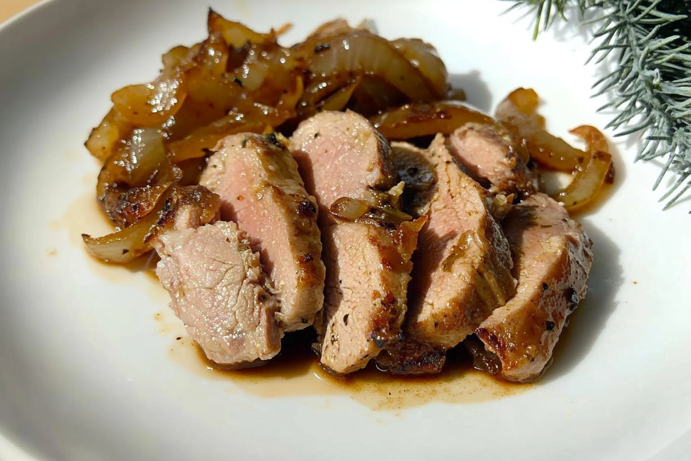 Solomillo de cerdo con cebolla