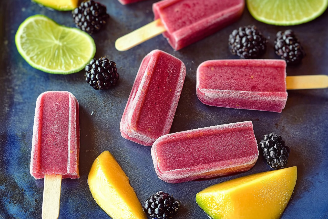 Sorvete de amora, lima e manga