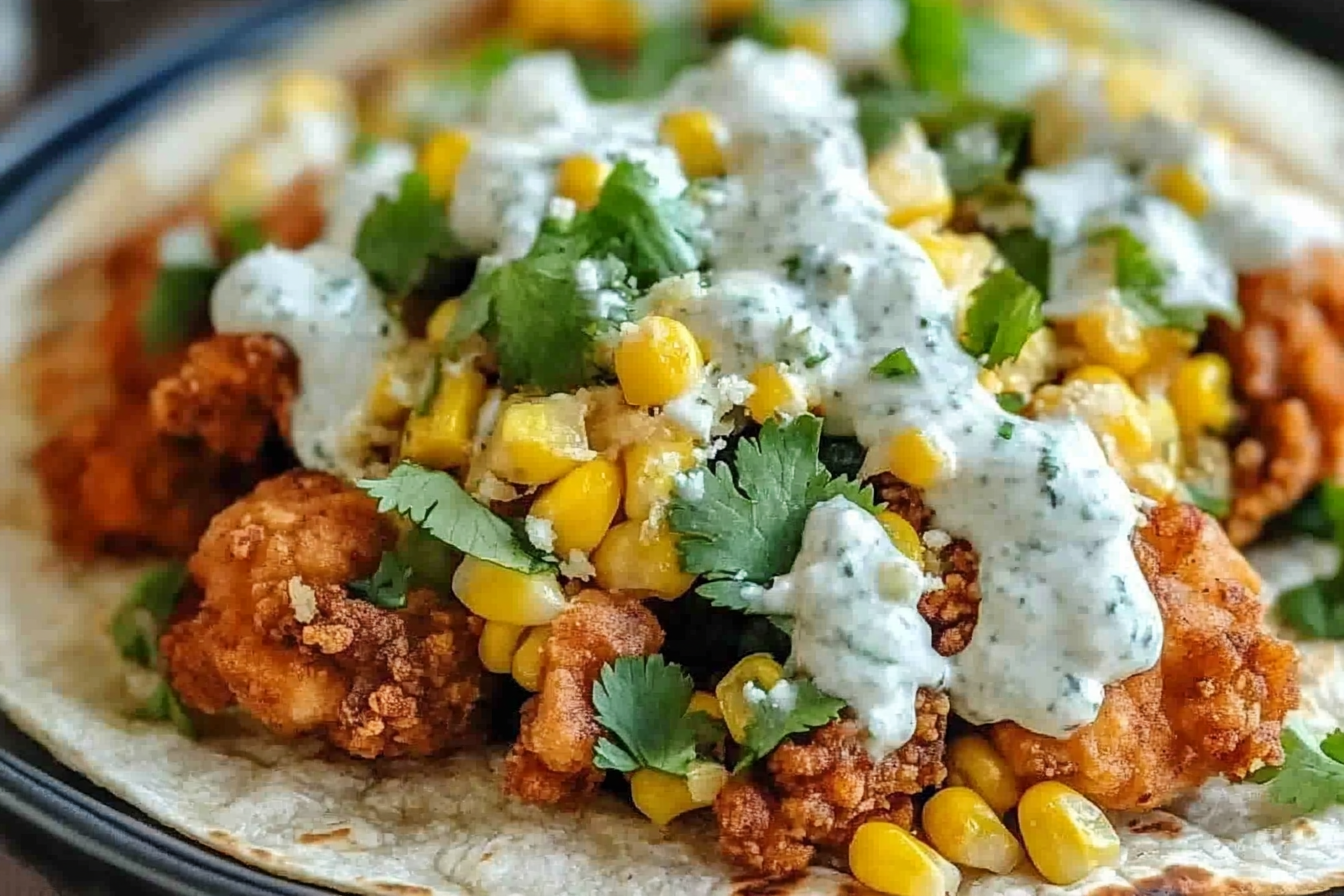 Taco de Frango Frito com Milho