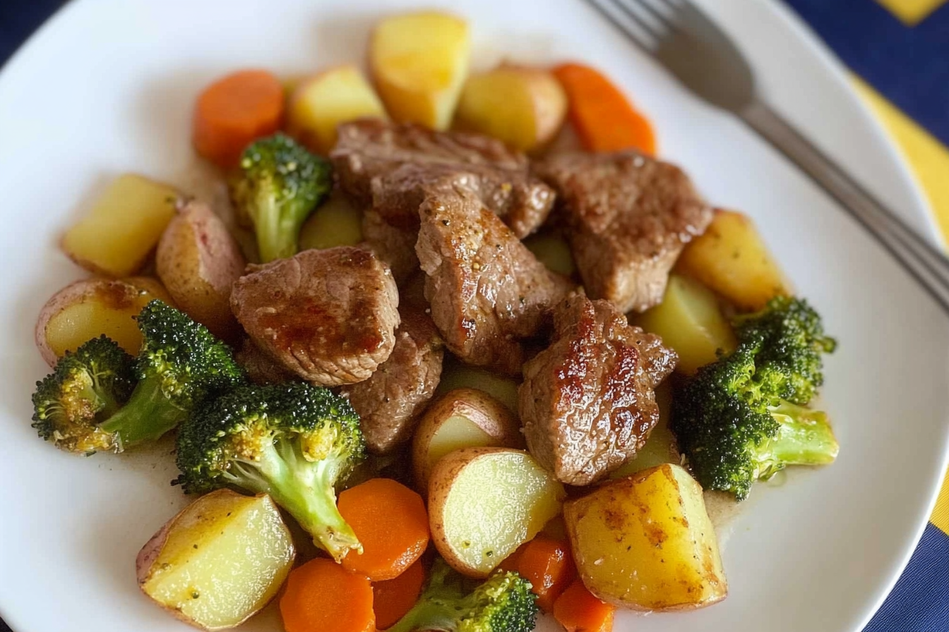 Ternera con brócoli y verduras