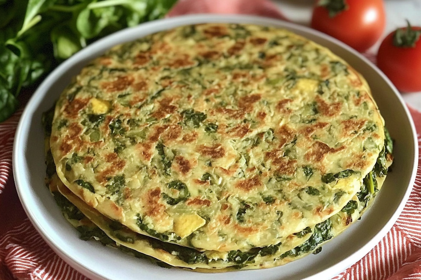 Tortilha de espinafre com queijo