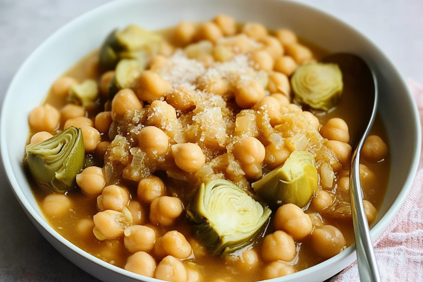 Garbanzos guisados com alcachofas