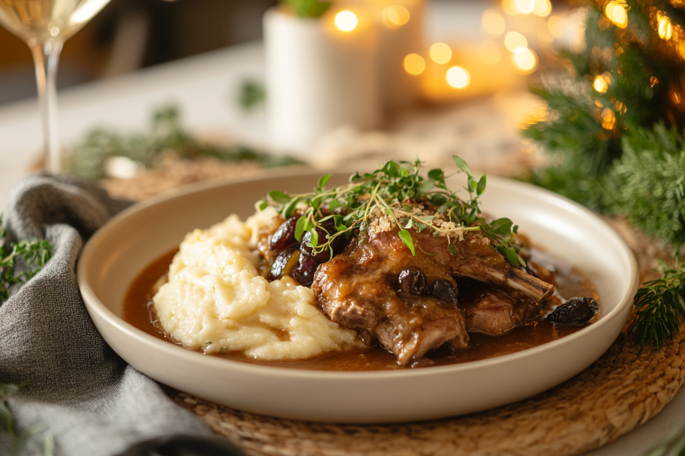 Jarret de cordeiro com ameixas